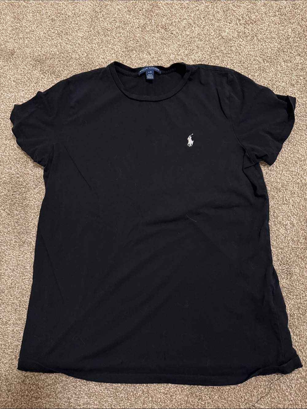 Ralph Lauren Black Tee with White Polo Emblem